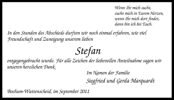 Traueranzeige von Stefan Unbekannt von Tageszeitung