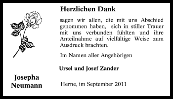 Traueranzeige von Josepha Neumann von Tageszeitung