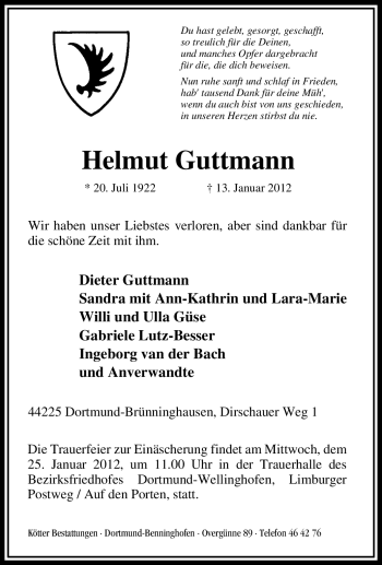 Traueranzeige von Helmut Guttmann von Tageszeitung
