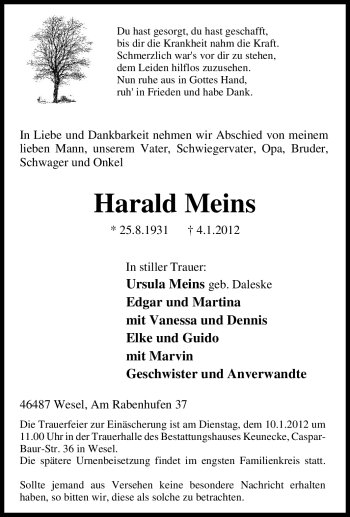 Traueranzeige von Harald Meins von Tageszeitung