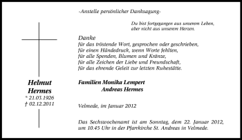 Traueranzeige von Helmut Hermes von Tageszeitung