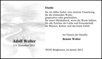 Traueranzeige von Adolf Wolter von Tageszeitung