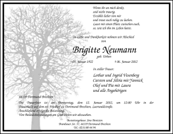 Traueranzeige von Brigitte Neumann von Tageszeitung