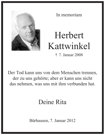 Traueranzeige von Herbert Kattwinkel von Tageszeitung