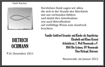 Traueranzeige von Dietrich Ochmann von Tageszeitung