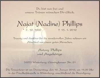 Traueranzeige von Najat Phillips von Tageszeitung