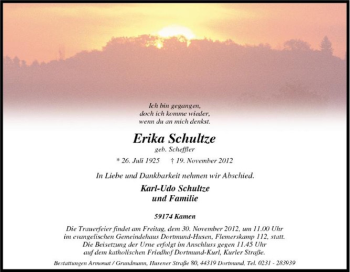 Traueranzeige von Erika Schultze von Tageszeitung