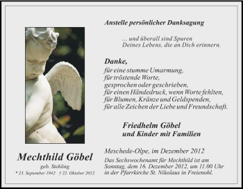 Traueranzeige von Mechthild Göbel von Tageszeitung
