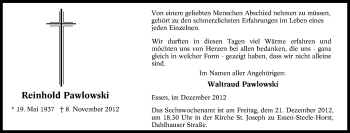 Traueranzeige von Reinhold Pawlowski von Tageszeitung
