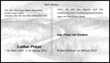 Traueranzeige von Lothar Prieur von Tageszeitung