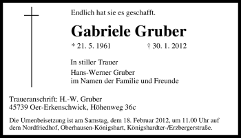 Traueranzeige von Gabriele Gruber von Tageszeitung