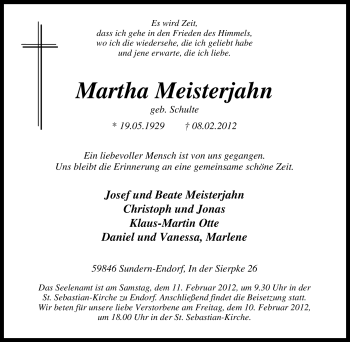 Traueranzeige von Martha Meisterjahn von Tageszeitung