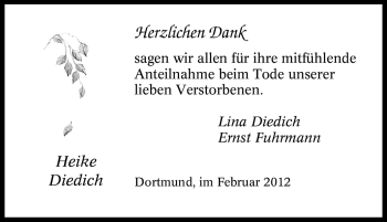 Traueranzeige von Heike Diedich von Tageszeitung