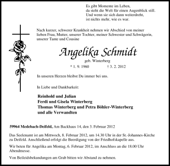 Traueranzeige von Angelika Schmidt von Tageszeitung