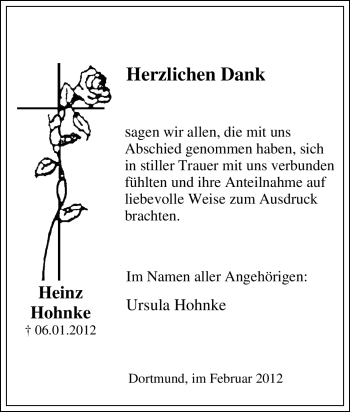 Traueranzeige von Heinz Hohnke von Tageszeitung