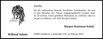 Traueranzeige von Wilfried Schulz von Tageszeitung