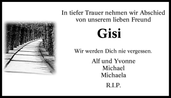 Traueranzeige von Gisi Unbekannt von Tageszeitung