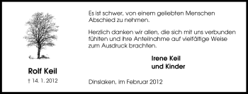 Traueranzeige von Rolf Keil von Tageszeitung