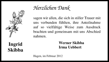 Traueranzeige von Ingrid Skibba von Tageszeitung
