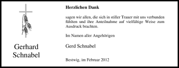 Traueranzeige von Gerhard Schnabel von Tageszeitung
