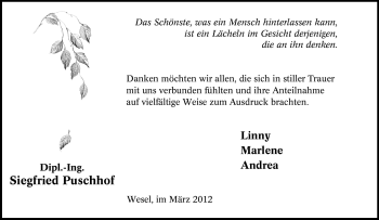 Traueranzeige von Siegfried Puschhof von Tageszeitung