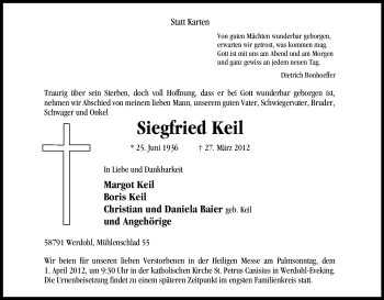 Traueranzeige von Siegfried Keil von Tageszeitung