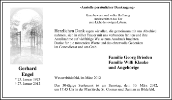 Traueranzeige von Gerhard Engel von Tageszeitung