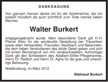 Traueranzeige von Walter Burkert von Tageszeitung