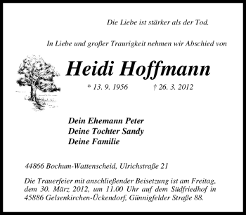 Traueranzeige von Heidi Hoffmann von Tageszeitung
