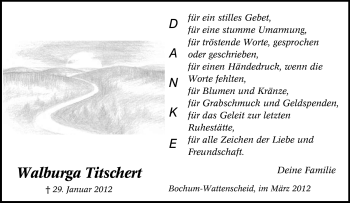 Traueranzeige von Walburga Titschert von Tageszeitung