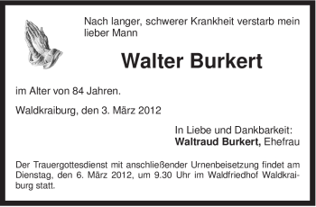 Traueranzeige von Walter Burkert von Tageszeitung