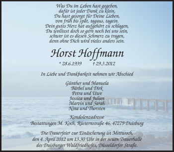 Traueranzeige von Horst Hoffmann von Tageszeitung