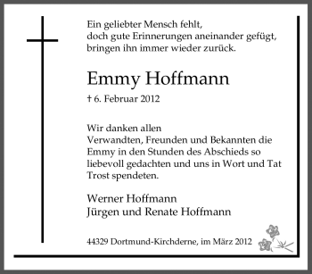 Traueranzeige von Emmy Hoffmann von Tageszeitung