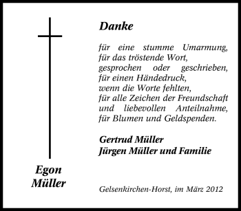 Traueranzeige von Egon Müller von Tageszeitung