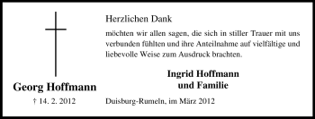 Traueranzeige von Georg Hoffmann von Tageszeitung