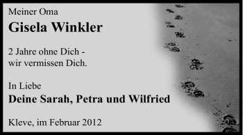Traueranzeige von Gisela Winkler von Tageszeitung