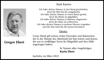 Traueranzeige von Gregor Ebert von Tageszeitung