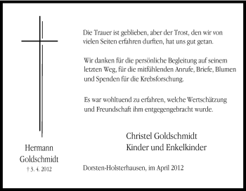 Traueranzeige von Hermann Goldschmidt von Tageszeitung