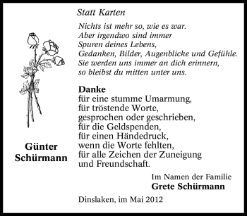 Traueranzeige von Günter Schürmann von Tageszeitung