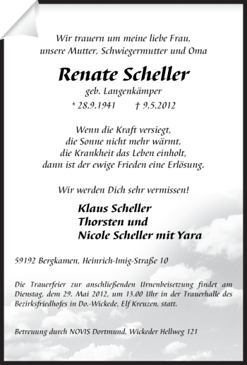 Traueranzeige von Renate Scheller von Tageszeitung