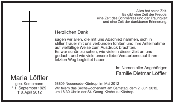 Traueranzeige von Maria Löffler von Tageszeitung