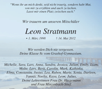 Traueranzeige von Leon Stratmann von Tageszeitung