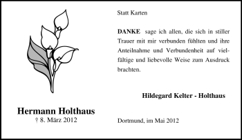 Traueranzeige von Hermann Holthaus von Tageszeitung
