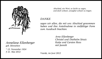 Traueranzeige von Anneliese Ellenberger von Tageszeitung