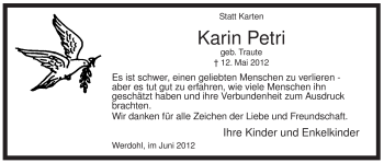 Traueranzeige von Karin Petri von Tageszeitung