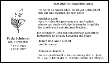 Traueranzeige von Paula Schriewer von Tageszeitung
