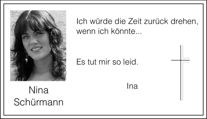  Traueranzeige für Nina Schürmann vom 13.06.2012 aus Tageszeitung