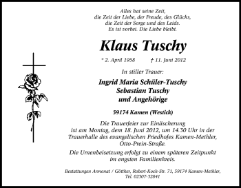 Traueranzeige von Klaus Tuschy von Tageszeitung