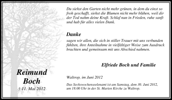 Traueranzeige von Reimund Boch von Tageszeitung