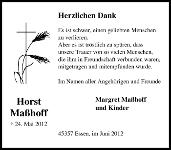 Traueranzeige von Horst Maßhoff von Tageszeitung